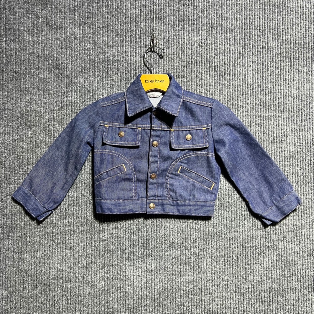 Vintage JCPenney Denim Jacket Kids Medium 4-5 Blue Trucker Coat Selvedge 70s